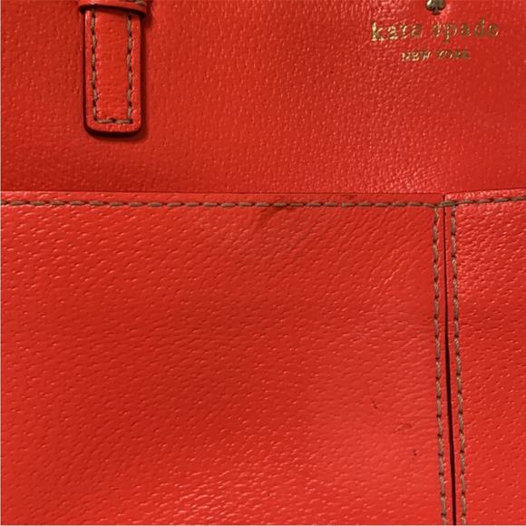 Kate Spade Coral Orange Leather Handbag Purse - Picture 10 of 13